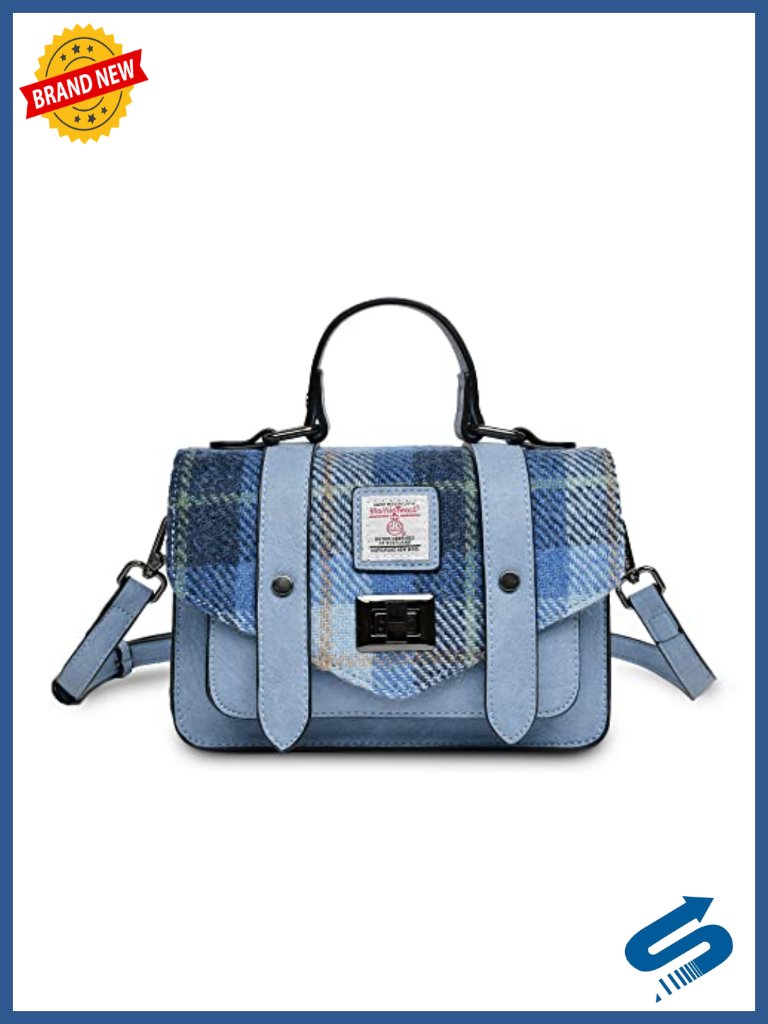Genuine Harris Tweed Mini Satchel, Structured, Crossbody Bag With Adjustable